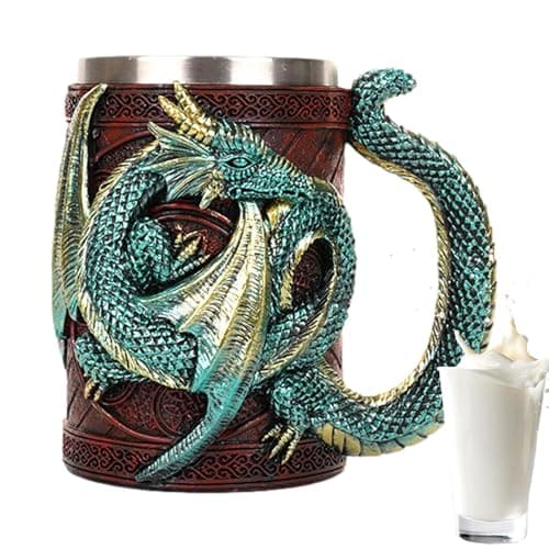 Image of Fizepgo Dragon Coffee Cup | 3D Dragon Beer Mug Coffee Cup,Stainless Steel Lovers Drinking, Novelty Gothic Beer Steins Tankard Mug for Gothic Parties Decoration, Collector, Themed