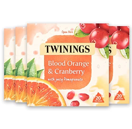 Image of Twinings Blood Orange, Cranberry & Pomegranate Fruit Tea, 80 Tea Bags (Multipack Of 4 X 20 Tea Bags)