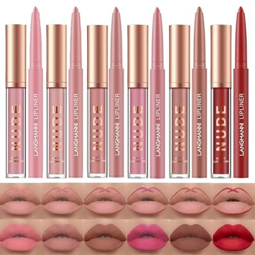 Image of 6 Matte Lipstick with 6 Lipliners Durable Lip Gloss Long-Lasting,Waterproof High Pigmented Velvet Lipgloss Kit Beauty Cosmetics Makeup Gift for Girls Lipstick Set(12PCS) (#B)