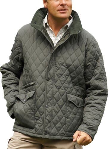 Image of Country Estate Mens Traditional British Warm Diamond Quilted Lined Jacket Coat Fishing Casual Walking Countrywear Olive