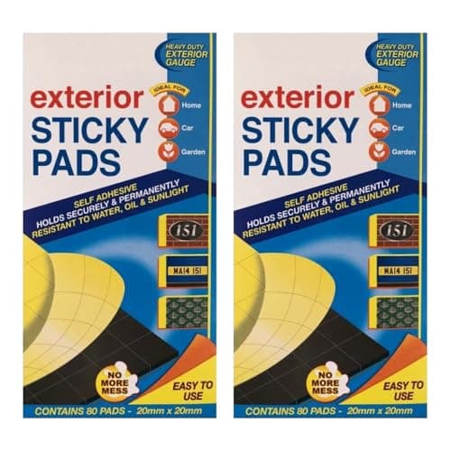 Image of ZOPPER 2 x Exterior Sticky Pads Heavy Duty Strong Double Sided Self Adhesive Mounting Tape Ideal For Home, Car, Garden, Outdoor Household Mounting 20 x 20mm (Each Pack - 80 Pads)