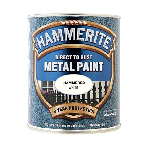Image of Hammerite Direct to Rust Metal Paint - Hammered White Finish 750ML, 5092971