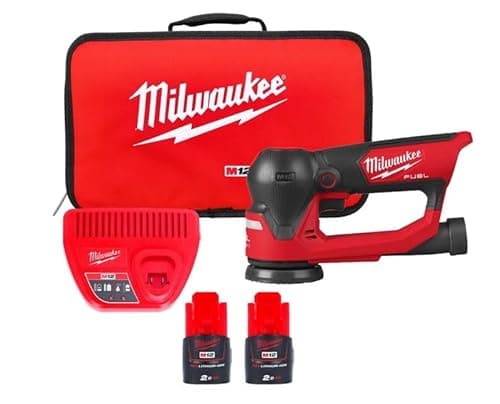 Image of Milwaukee M12FSDR75-202B 12V Fuel Cordless 75mm Random Orbital Sander with 2 x 2.0Ah Batteries, Charger & Tool Bag