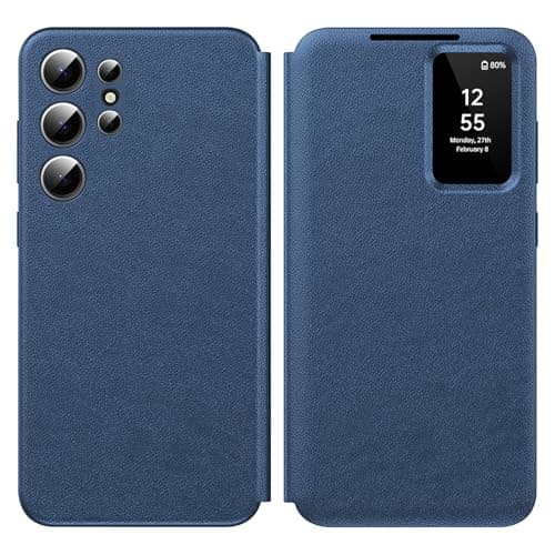 Image of Ailicici for Samsung S23 Ultra Case Smart View, Wallet Case with Clear S View, Flip Folio Leather Protective Cover for Samsung Galaxy S23 Ultra 5G, Premium View Cover with Clear Time Window Case