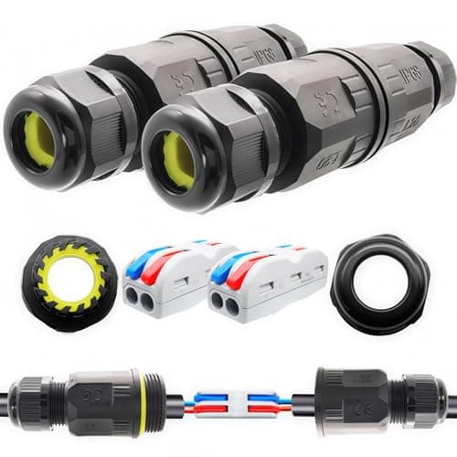 Image of IP68 Waterproof Wire Connectors, CTRICALVER Quick Cable Clamp Terminal Block (AWG20-12 L/N 2 in 2 out) Waterproof Junction Box 2Pack, For outdoor connection wiring Cable Diameter Ø6-9 mm