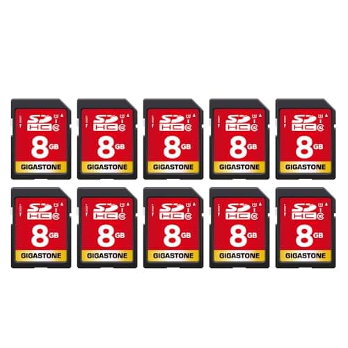 Image of GIGASTONE 8GB 10-Pack SD Card UHS-I U1 Class 10 SDHC Memory Card Full HD Video Canon Nikon Sony Pentax Kodak Olympus Panasonic Digital Camera, with 10 mini cases