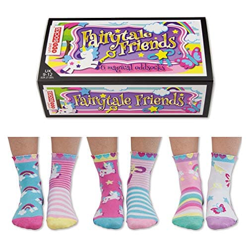 Image of United Oddsocks - Pack of 6 Mix & Match Kids Socks, Novelty Socks for Kids 4-6 years old, Size UK 9-12 (EU 27-30) (UK, Age, One Size, Fairy)