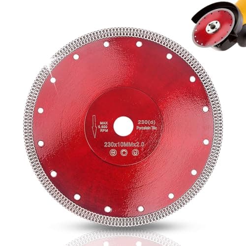 Image of 230mm Diamond Cutting Disc Super Thin, Professional 9 Inch Tile Saw Blade for Porcelain, Ceramic, Granite, Marble, Turbo X Mesh Rim for Dry/Wet Cutting - 22.23mm Bore