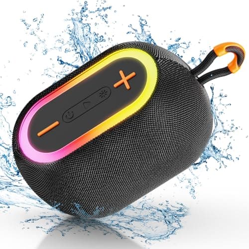 Image of Tisco Portable Bluetooth Speaker with 360° Stereo Sound, IPX5 Waterproof, 24H Playtime, BT 5.3/SD Card/USB/AUX, TWS Pairing, RGB Lights & Waterproof Design for Parties, Sports & Traveling (Black)