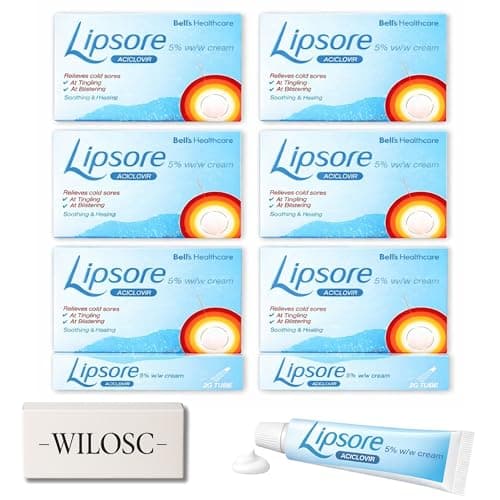 Image of 6 x Cold Sore Cream for Lips | Aciclovir Cream 5% | Fast Acting Coldsore Treatment |(2g Tube x 6)