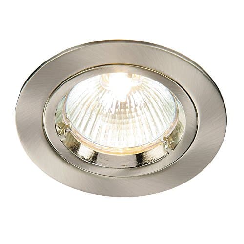 Image of Betta Lighting Recessed Lighting – GU10 LED Spotlights for Ceiling – IP20 Downlights Mains Powered Ceiling Spots for Kitchen Bedroom Lounge - Halogen or LED – Fixed Version, Satin Nickel