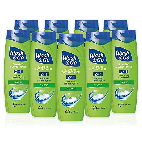 Image of Wash & Go Classic 2 in 1 Shampoo & Conditioner, Men's Hair Shampoo, For All Hair Types, Bulk Pack x 9 bottles