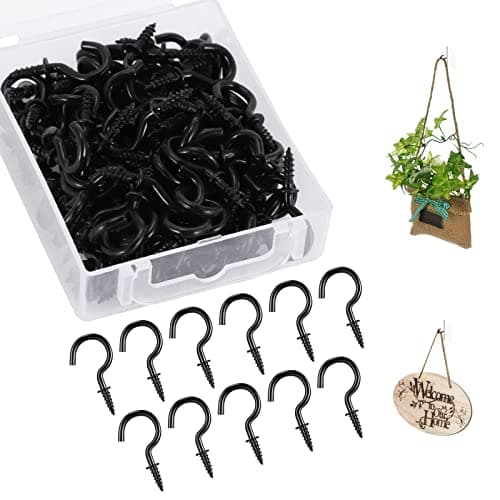 Image of 120 Pcs 1/2 Inch Metal Hooks: Screw In Hooks for Wood, Mug, Key, Half Inch Cup, Garden Light, Fence Wall, Hanging Flowerpot
