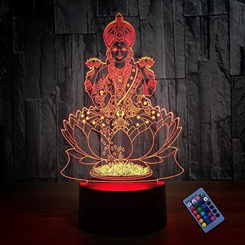 Image of YTDZLTD Optical Illusion 3D Buddha Statue Night Light 16 Colors Changing USB Power Remote Control Touch Switch Decor Lamp LED Table Desk Lamp