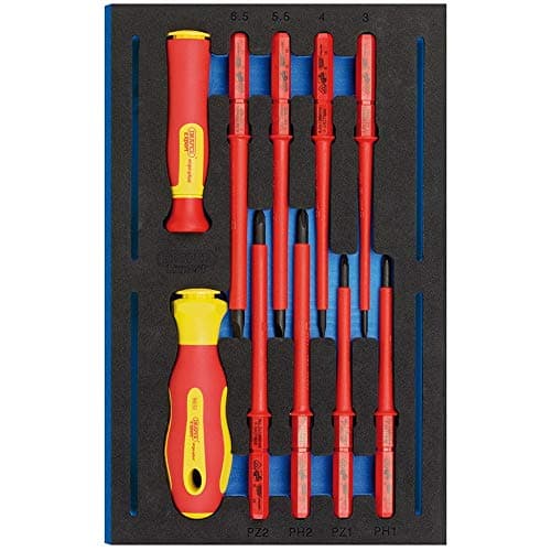 Image of Draper 63359 VDE Ergo Plus Screwdriver 10 Piece Set in 1/4 Eva Insert Tray
