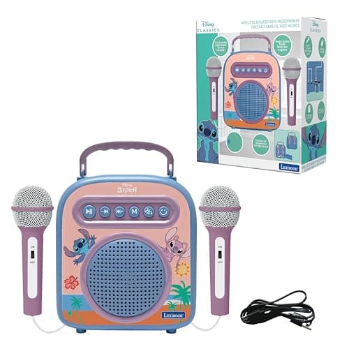 Image of LEXIBOOK, Disney Stitch, Wireless Speaker with 2 Microphones, Pink/Blue, BTC050D