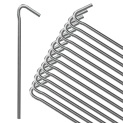 Image of ANSIO® Tent Pegs Pack of 20 Galvanised Metal Pegs 4mm x 9 inch, Heavy Duty Camping Ground Pegs, Ideal for Camping,Hiking,Traveling,Beach and Outdoor
