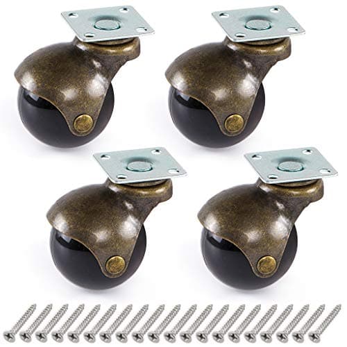 Image of Skelang 4 Pcs Ball Castor Wheel, Plate Castor 50 mm, Antique Plate Swivel Caster for Furniture, Storage Chest, Cabinet, Coffee Table, Load Capacity 30 kg Per Caster