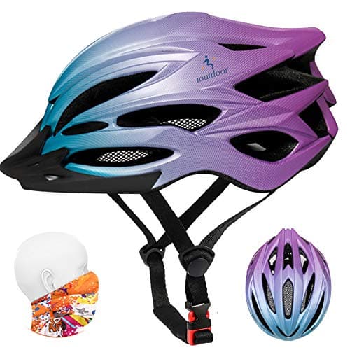 Image of ioutdoor Bike Helmet Men, Cycle Helmets Ladies, Adjustable 56-62cm, Insect Net, Detachable Visor, 22 Vents, Lightweight, Bicycle Helmet for Adult Womens Teenagers Girls Boys (Purple)