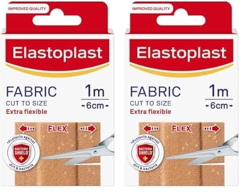 Image of Elastoplast Fabric Cut to Size Plasters (1m x 6cm), Extra Flexible Fabric Plasters Move with the Body, Water-Repellent & Breathable Large Plasters Help Protect Wounds (Pack of 2)