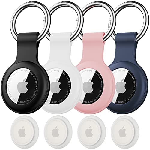 Image of IPX8 Waterproof for AirTag Holder,4-Pack Silicone case for Apple Air Tag 1st & 2nd Generation Keyring for Keys, Bags, Luggage, Pet Collars,Anti-Lost and Scratch-Resistant Design for Apple Air Tags