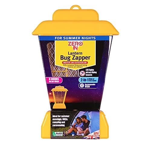 Image of Zero In Lantern Rechargeable Bug Zapper Kills Wasps, Flies and Mosquitoes, Hanging or Planting in the Home or Garden, LED Insect Lamp, Battery Operated, Orange