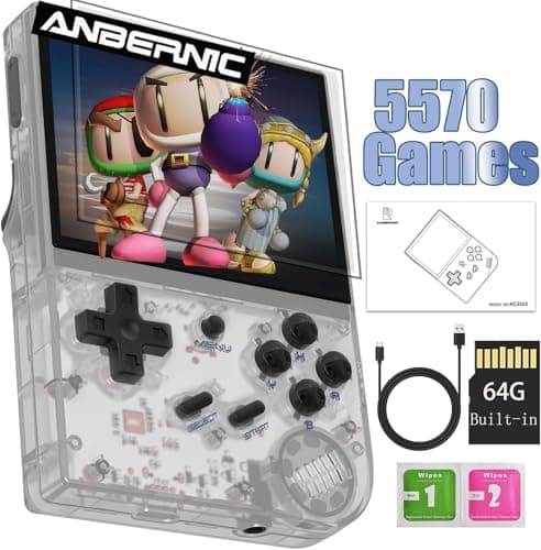 Image of RG35XX 2024 Retro Handheld Game Console Linux System HD and TV Output 3.5 Inch IPS Screen 64G TF Card 5500+ Classic Games 2600mAh Battery (RG35XX-White)