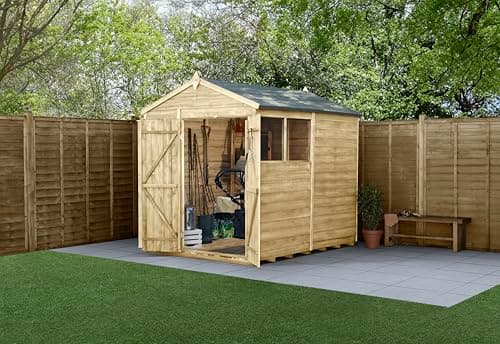 Image of Forest Garden 4LIFE Apex Shed 6x8 | Double Door | 2 Window|25 Year Anti-Rot Guarantee