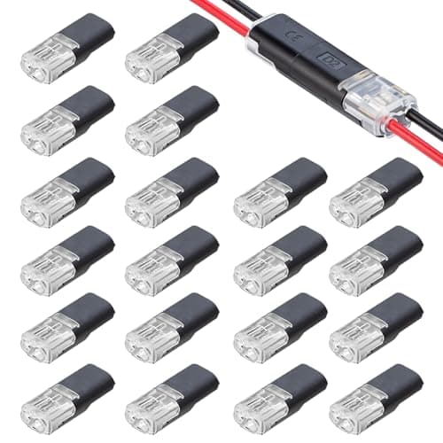 Image of 20 PCS 2-Pin Electrical Wire Connectors, No Wire-Stripping Solder-Free Electrical Connectors, Low Voltage Wire Connector, for 18-22 AWG LED Strip Lights, Telephone Audio Speaker