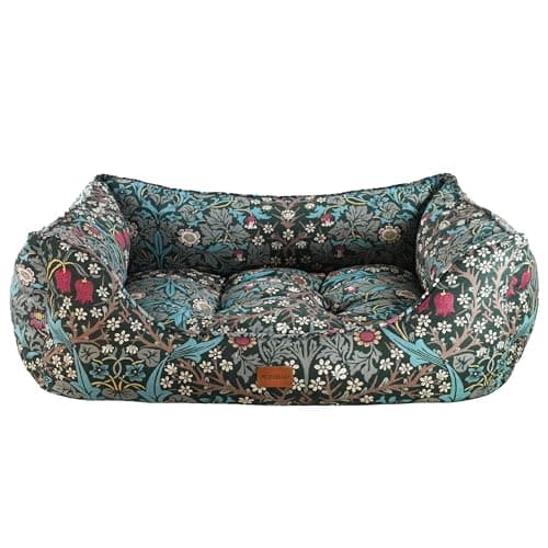 Image of Rosewood x Morris & Co. Blackthorn Box Bed for Dogs, Large Dog Bed, Green, Padded Sides, Non-Slip Base, Washable, Luxury William Morris Print