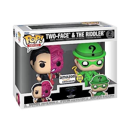 Image of Funko POP! Heroes: Batman - Two-Face - (1995) - 2 Pack Two Face & Riddler - (Glow) - DC Comics - Amazon Exclusive - Collectable Vinyl Figure - Gift Idea - Official Merchandise - Comic Books Fans