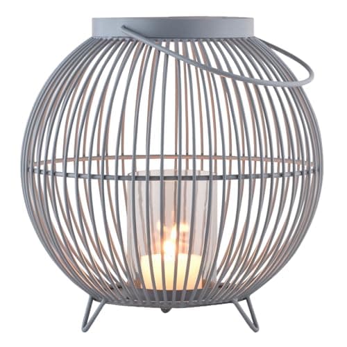 Image of Marrakech Scandinavian Decorative Lanterns Metal Wire & Glass 26 cm Large Grey | Lantern Tea Light Holder Leya as Garden Decoration & Living Room Table Decoration | Exquisite Candle Holder for Tea