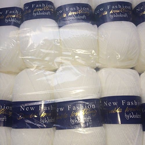 Image of 5 x 100g Woolcraft Dk Double Knitting Wool, Yarn (5 x 100g White 7f76)
