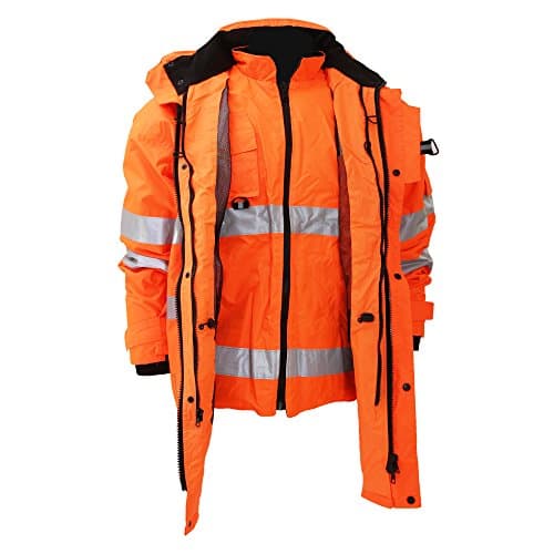Image of Yoko Hi Vis Multi-Function Breathable & Waterproof 7-In-1 Jacket (2XL) (Hi Vis Orange)
