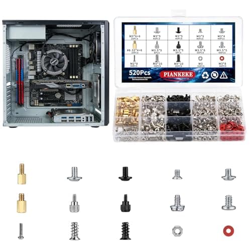 Image of 520 Pcs Computer Screws, Computer Motherboard Screws Standoffs Kit, PC SSD Mounting Screwsset for PC Case Fan Motherboard Box HDD SSD CD-ROM Hard Drive Screw Standoffs