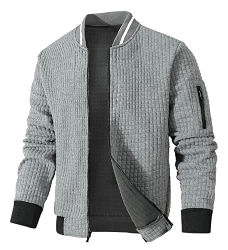 Image of SAVKOOV Mens Lightweight Jacket Casual Bomber Jacket Varsity Coat