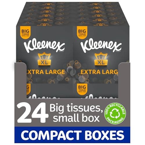Image of Kleenex Extra Large Soft Facial Tissues, 24 Compact Tissue Boxes, 1056 Tissues (24 Boxes) - 100% Recyclable Packaging