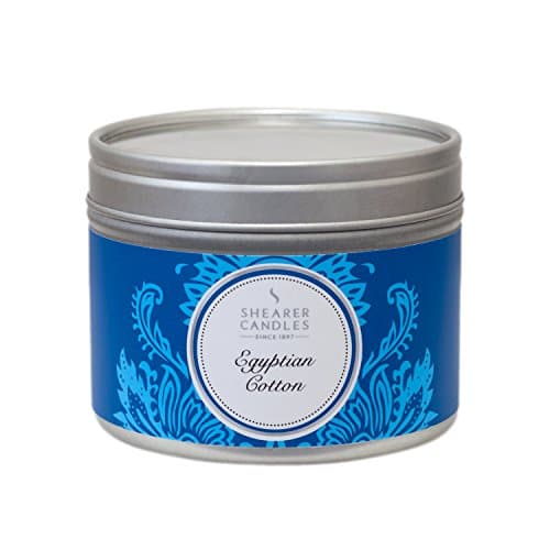 Image of Shearer Candles Egyptian Cotton Small Scented Silver Tin Candle - White