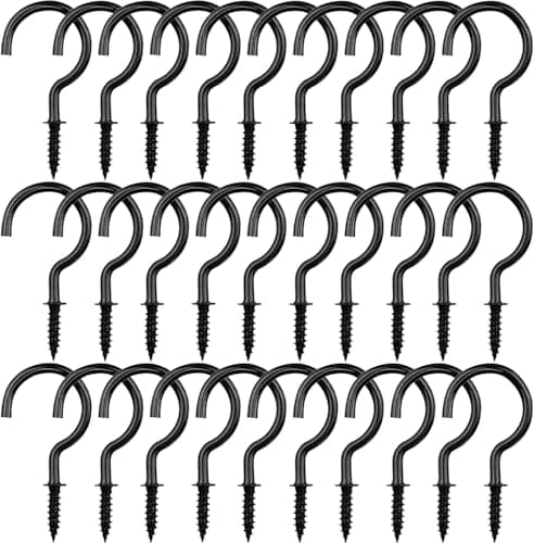 Image of 30 Pcs Black Ceiling Hooks Rustproof Cup Hooks Multipurpose Screw in Wall Ceiling Hooks for Hanging Plants
