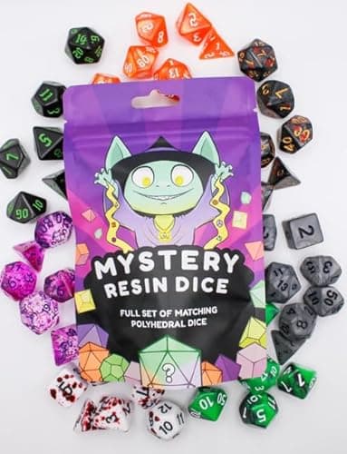 Image of Mystery Dice Goblin Halloween Polyhedral Dice Set, 7-Piece Resin Dice with Themed Colours