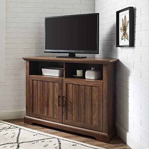 Image of Homeology SAVANNAH True-Corner-Friendly Walnut 6-Shelf Luxury Cabinet Suitable for Flat Screen TVs upto 50-inches