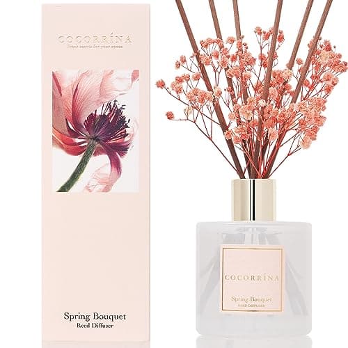 Image of COCORRÍNA Reed Diffuser Sets- 200ml Spring Bouquet Scented Diffuser with Sticks Home Fragrance for Bedroom Bathroom Living Room, Home & Office Decor