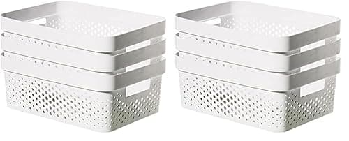 Image of CURVER Infinity Dots Set of 3 100% Recycled Medium Storage Baskets 11 Litres - White (Pack of 2)