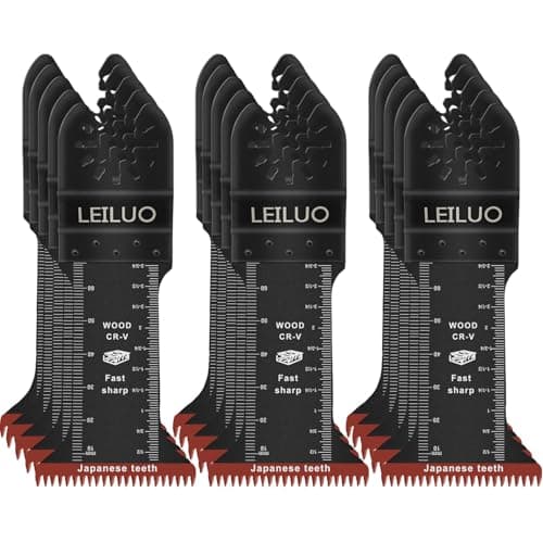 Image of LEILUO 70mm Japanese Teeth Multitool Blades 15Pcs Extra-Long Oscillating Saw Blade Set CRV Material Fast & Clean Wood Cutting Oscillating Tool Accessories Compatible with DeWalt, Makita and More