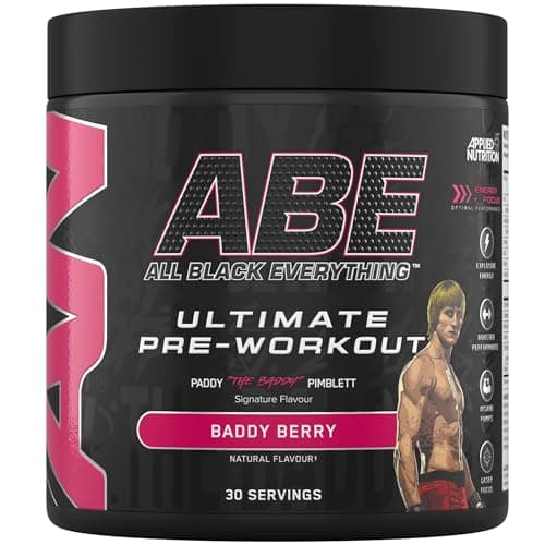 Image of Applied Nutrition ABE Pre Workout - All Black Everything Pre Workout Powder, Energy & Physical Performance with Citrulline, Creatine, Beta Alanine (375g - 30 Servings) (Baddy Berry)