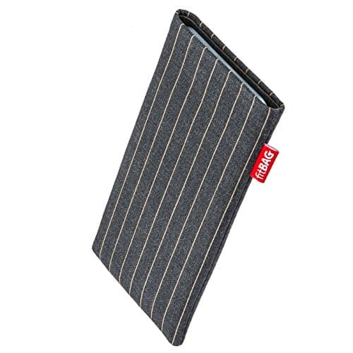Image of fitBAG Twist Gray custom tailored sleeve for Meizu 16 Plus | Made in Germany | Fine suit fabric pouch case cover with MicroFibre lining for display cleaning
