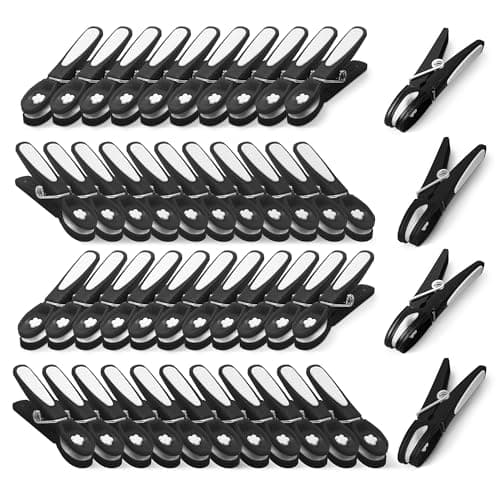 Image of KEPLIN Clothes Pegs for Washing Line - 48 Pack (Black), Washing Line Pegs with Metal Spring for Strong Grip, Washing Pegs Designed to Avoid Marks, UV Resistant for Indoor & Outdoor
