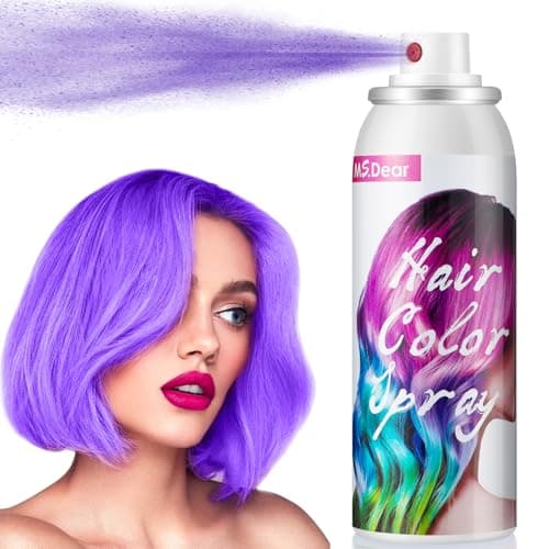 Image of Temporary Hair Colour Spray for Kids Adults, 100ML Temporary Vibrant Shades，Washable Hair Color Spray Hair Dye for Party, Halloween, Christmas, Purple