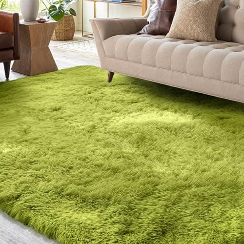Image of XSIVOD Large Living Room Rug, Ultra Soft Bedroom Area Rugs Floor Carpet, Luxury Fluffy Shag Lounge Carpet Ideal for Bedroom, Nursery, Kids Baby Room, 160x230cm, Green