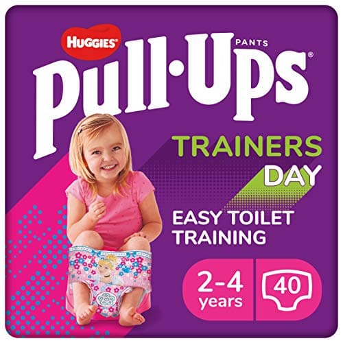 Image of Huggies Pull-Ups Trainer Nappy Pants for Girls - 2-4 Years, Size 6-7 (40 Pants) - Essential for Easy Toilet Training - Learn Wet From Dry
